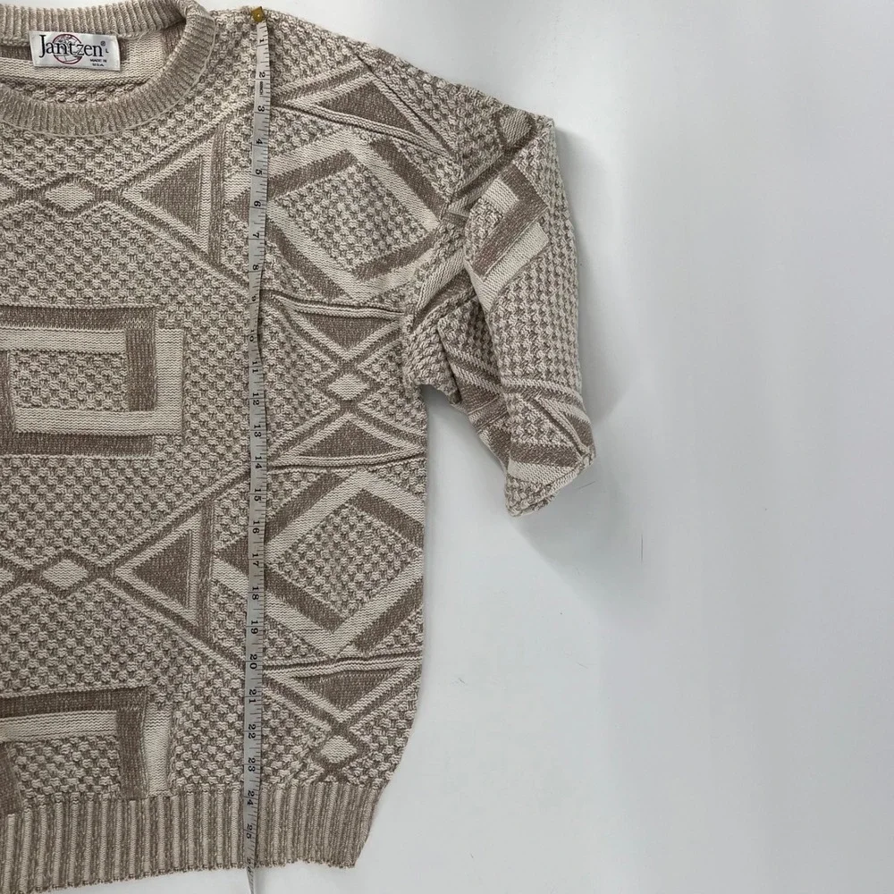 Vintage Jantzen Mens Large Geometric Knit Sweater Made in USA Grandpacore Cotton